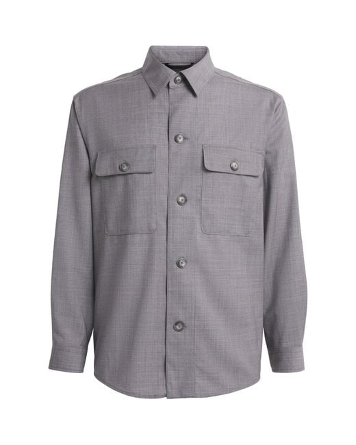 Boss Gray Linen-Blend Overshirt for men