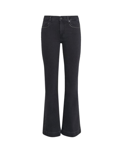 7 For All Mankind Black Studded Tailorless Dojo Flared Jeans