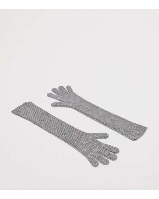 Weekend by Maxmara Gray Cashmere Logo Gloves