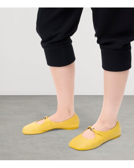 Loewe Yellow Lambskin Pebble Soft Ballet Flats