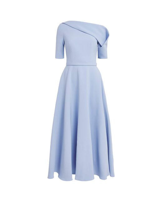 Safiyaa Blue Asymmetric Melinda Midi Dress