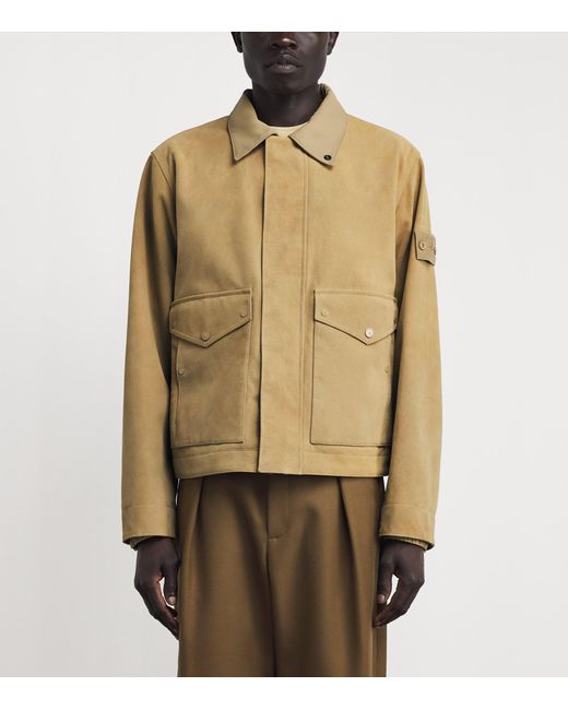 Stone Island Natural Ghost Piece Split Leather Jacket for men