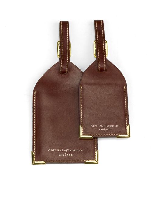 Aspinal Brown Leather Luggage Tags