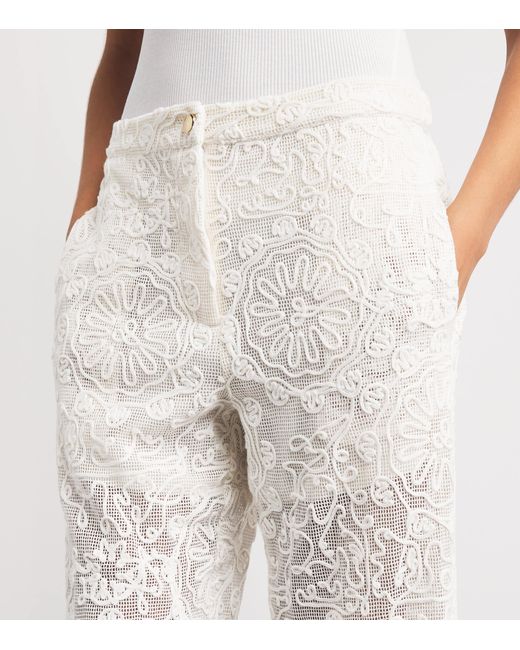Maje White Guipure Lace Flared Trousers