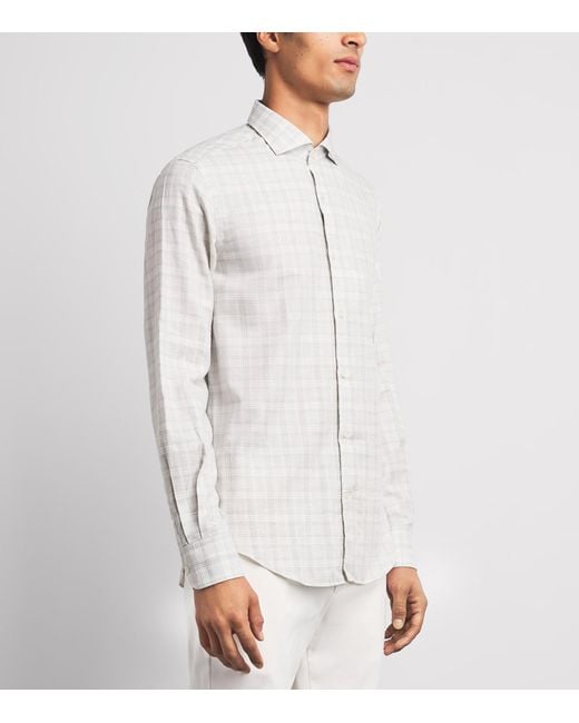 Paul & Shark White Cotton-Cashmere Check Shirt for men