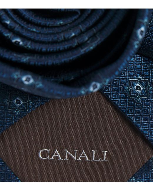 Canali Blue Silk Jacquard Tie for men