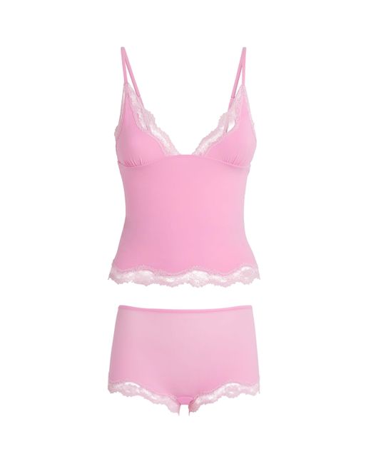 Skims Pink Fits Everybody Lace-Trim Cami And Shorts Set