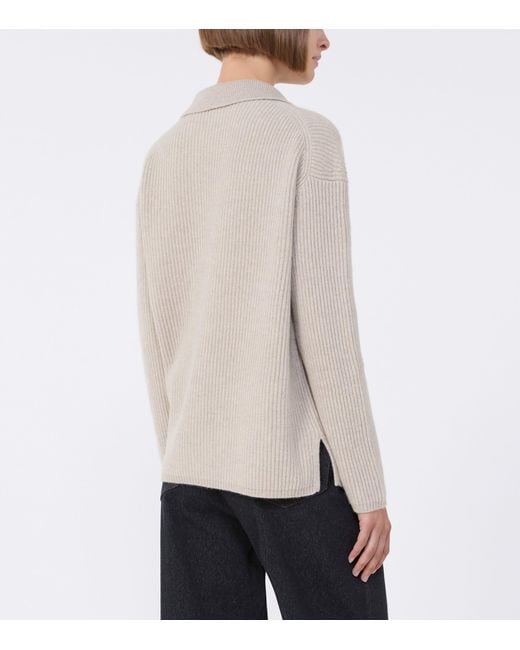 Max Mara White Cashmere Collared Sweater