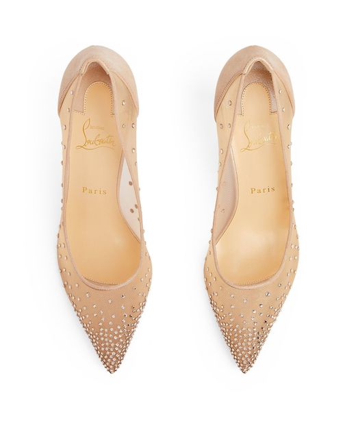 Christian Louboutin Beige/Silver Mesh and Glitter Suede Follies Strass  Pumps Size 38.5 Christian Louboutin