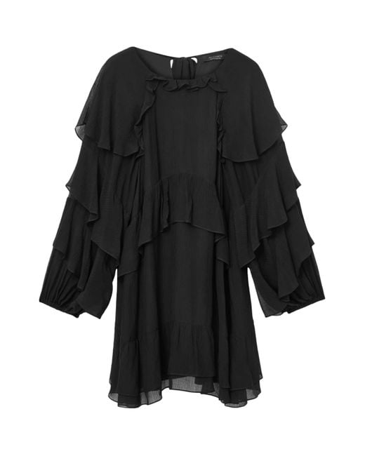 AllSaints Black Ruffled Lissie Mini Dress