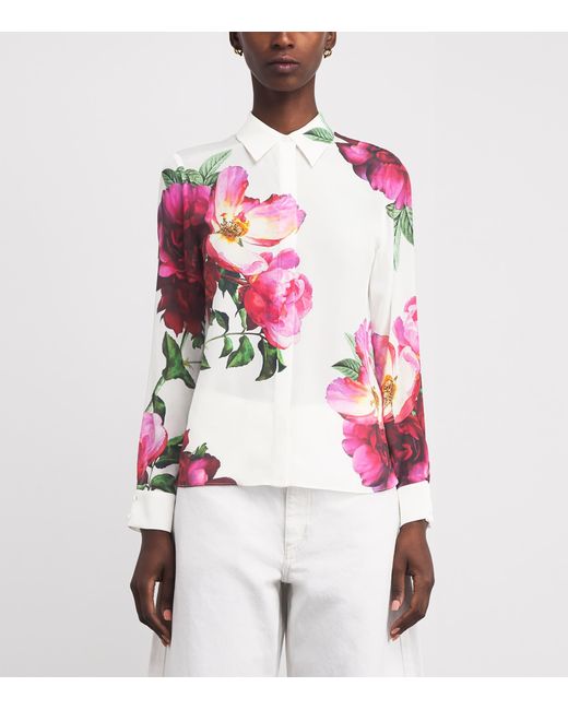 Alice + Olivia Pink Silk Floral Willa Blouse