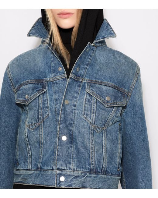 Alaïa Blue Knitted-Hood Denim Jacket