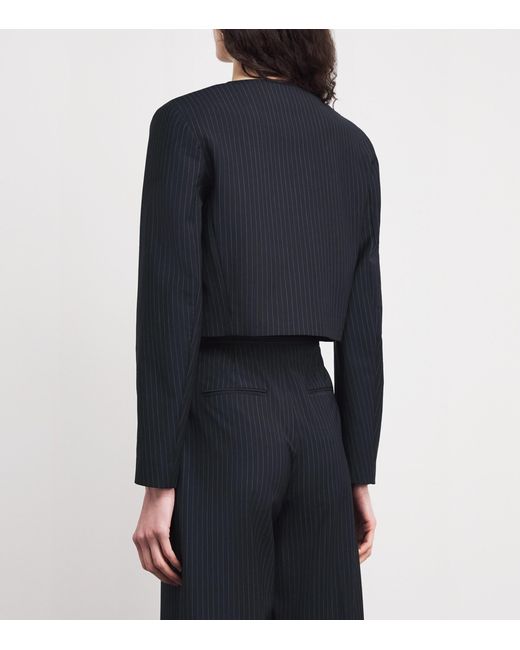 Claudie Pierlot Blue Wool-Blend Stripe Blazer