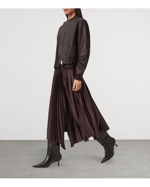 AllSaints Brown Leather Orten Bomber Jacket