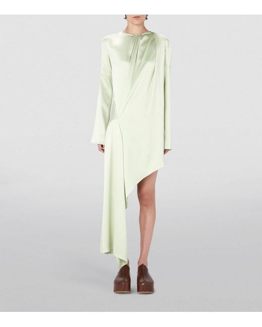 J.W. Anderson Green Satin Asymmetric Midi Dress