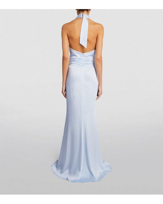 LAPOINTE Blue Halterneck Twist-detail Gown