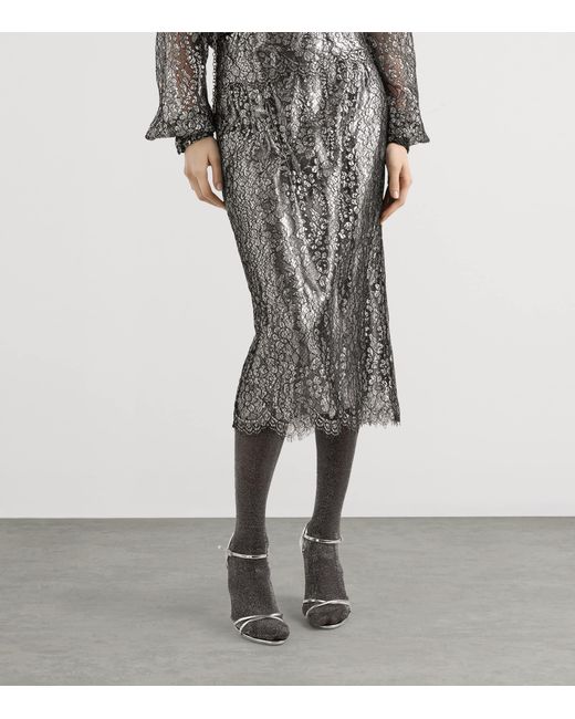 Dolce & Gabbana Gray Embroidered Floral Maxi Skirt