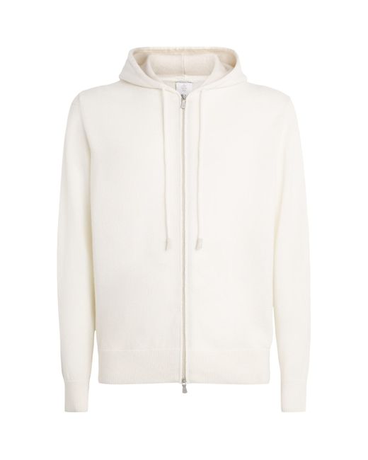 Eleventy White Cashmere Zip-Up Hoodie for men