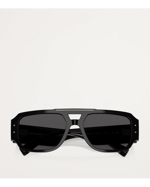 Dolce & Gabbana Black Acetate Pilot Sunglasses for men