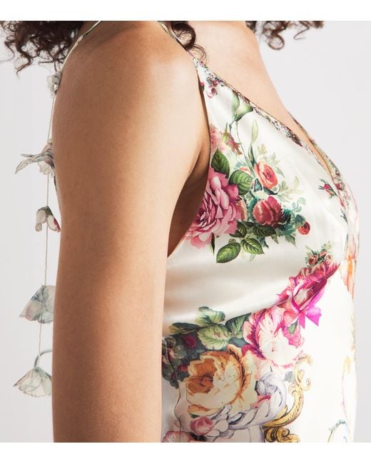 Camilla White Silk Printed Slip Dress