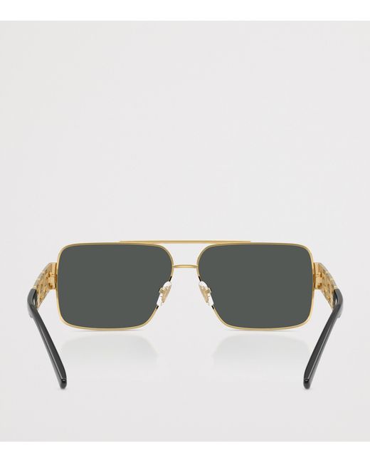 Versace Gray Wire-Frame Rectangular Sunglasses for men
