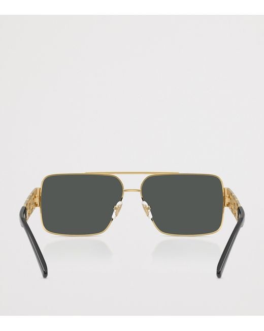 Versace Gray Wire-Frame Rectangular Sunglasses for men