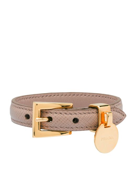 Prada Natural Saffiano Leather Bucket Bracelet