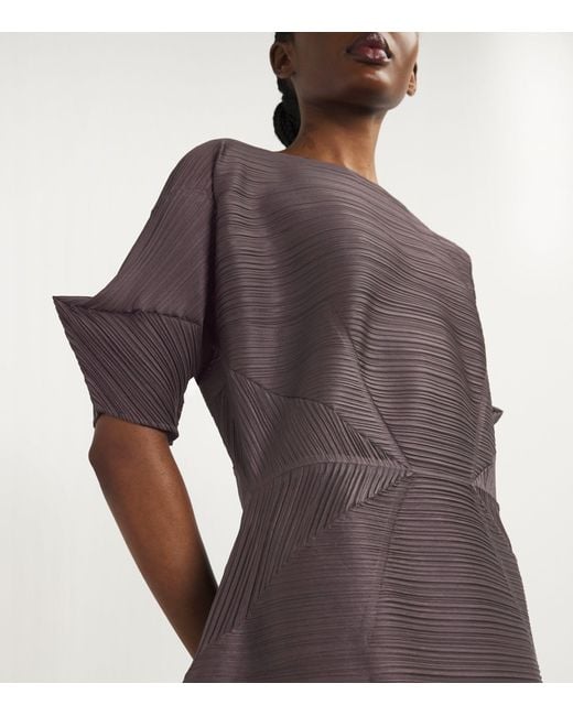 Pleats Please Issey Miyake Pleated Chili Peppers Dress in Brown  