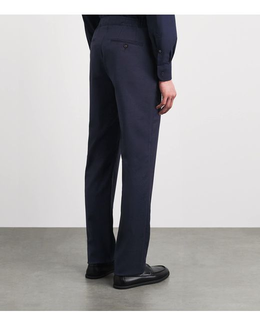 Pal Zileri Blue Stretch-Virgin Wool Half-Elasticated Trousers for men
