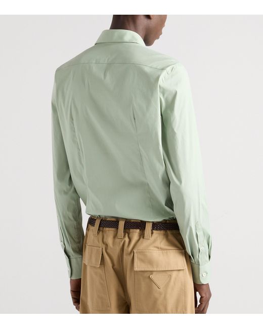 Prada Green Stretch-Cotton Shirt for men