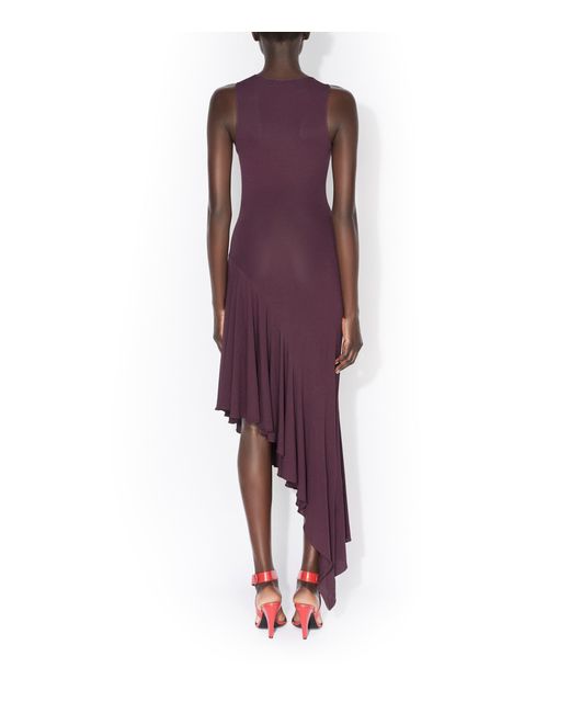 Alaïa Purple Jersey Asymmetric Midi Dress