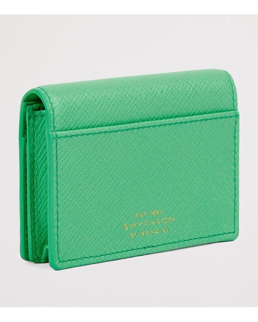 Smythson Green Leather Panama Folded Card Holder