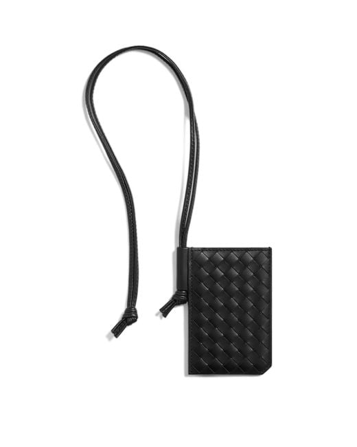 Bottega Veneta Black Leather Intrecciato Badge Holder for men