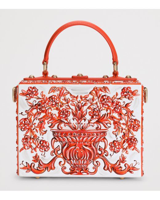 Dolce & Gabbana Red Resin Dolce Box Top-Handle Bag