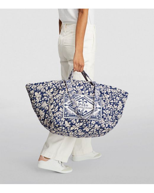 Polo Ralph Lauren Blue Cotton Quilted Tote Bag