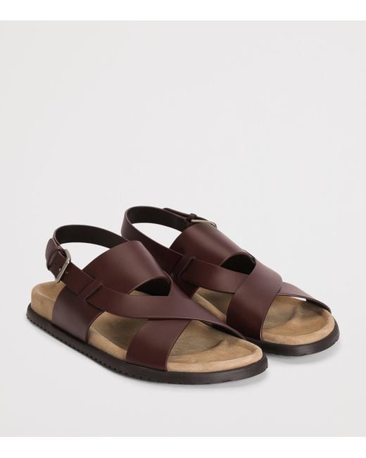 Dolce & Gabbana Brown Leather Cross-Strap Sandals for men