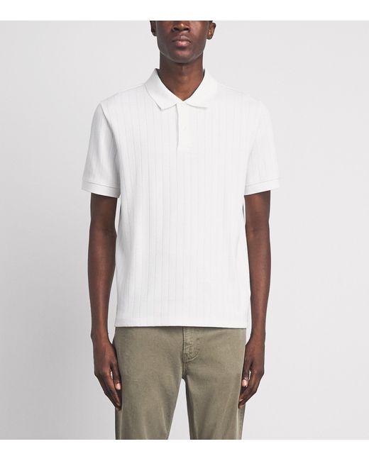 Vince White Pima Cotton Knit Polo Shirt for men