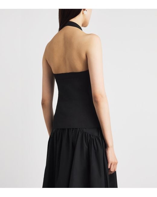Theory Black Ribbed Halterneck Top