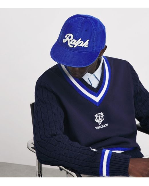 Polo Ralph Lauren Blue Corduroy Script Baseball Cap for men