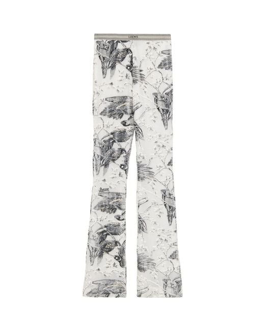 Loewe X Paula's Ibiza Bird-jacquard Flared Trousers in White