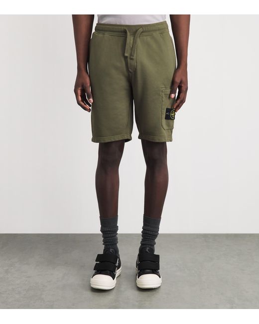 Stone Island Green Organic Cotton Sweat Shorts for men