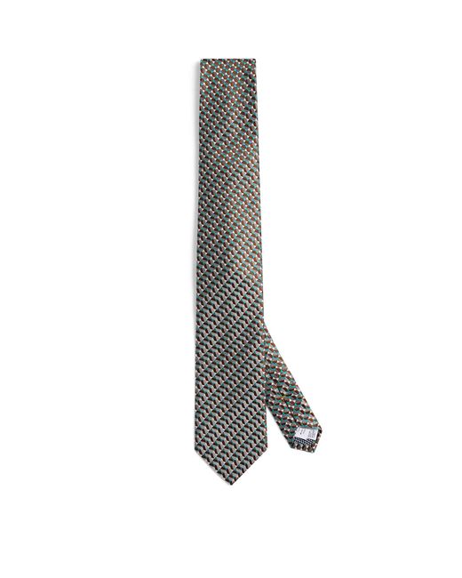 Eton of Sweden Gray Silk Geometric Tie for men