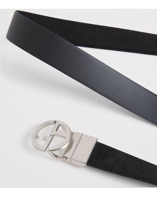 Giorgio Armani White Brushed Palladium-Plated Ga Logo Belt Buckle for men