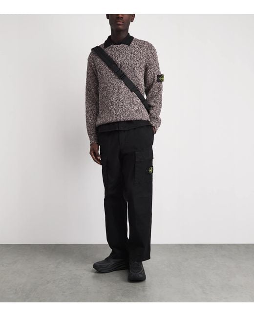 Stone Island Gray Cotton Speckled Sweater for men