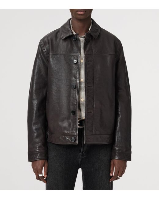 AllSaints Black Leather Nates Jacket for men