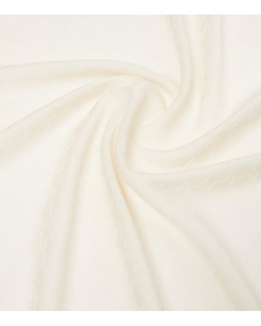 Max Mara White Cotton-Wool-Silk Scarf