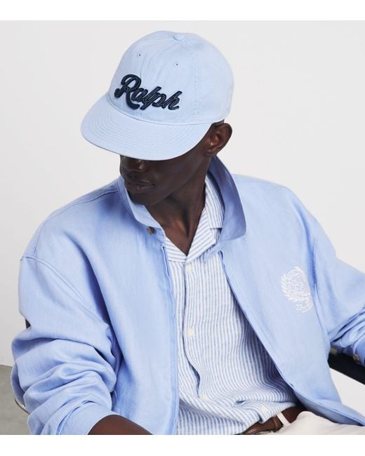 Polo Ralph Lauren Blue Cotton Script Baseball Cap for men