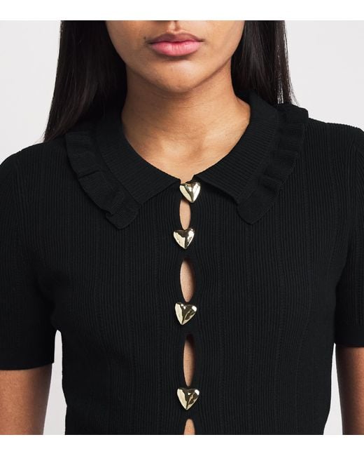 Claudie Pierlot Black Knitted Ribbed Peplum Sweater