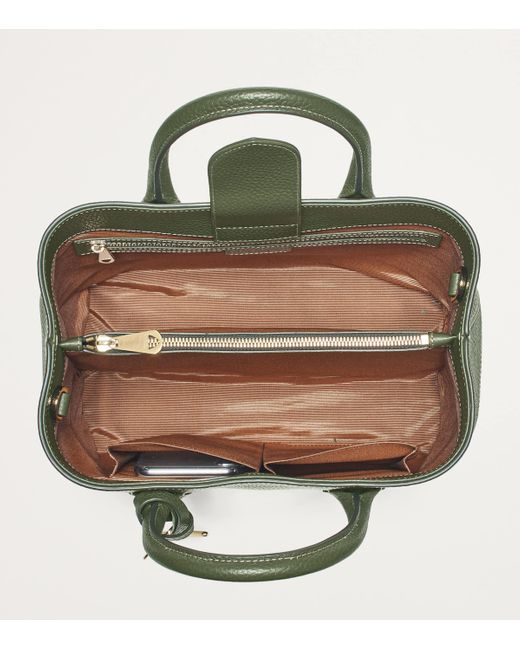 Aspinal Green Midi Leather London Tote Bag