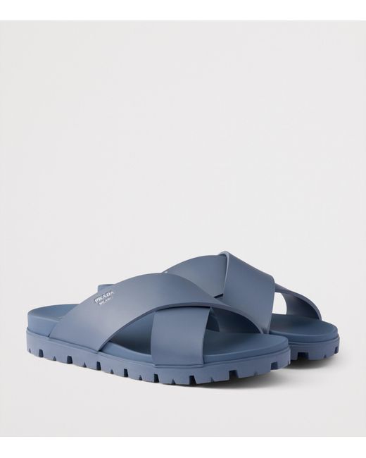 Prada Blue Crossover Sandals for men